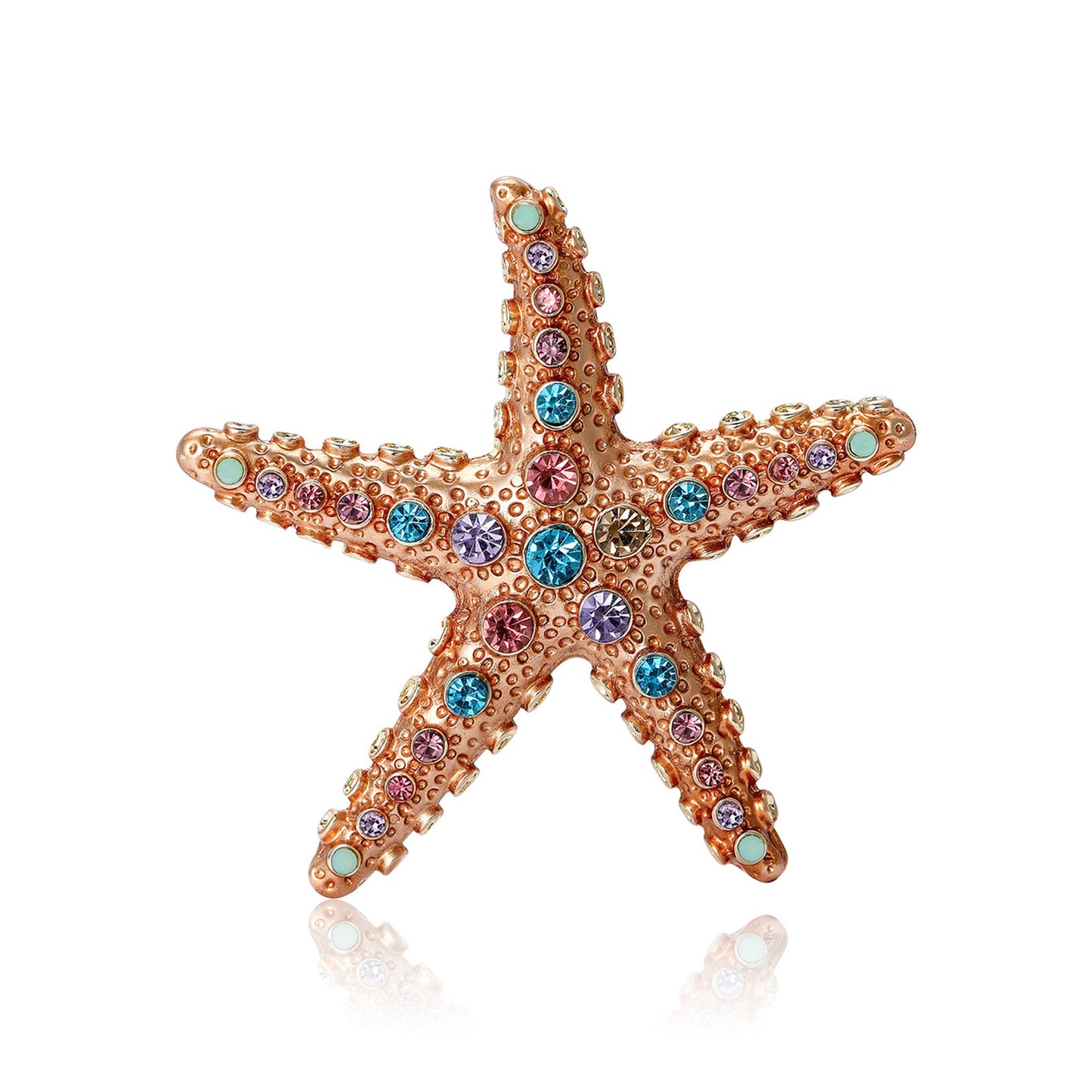 Tropical Starfish Brooch Alloy Rhinestone Pin Fashion Accessory