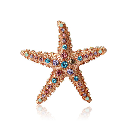 Tropical Starfish Brooch Alloy Rhinestone Pin Fashion Accessory