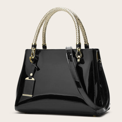 Stylish Red Patent Leather Tote Bag