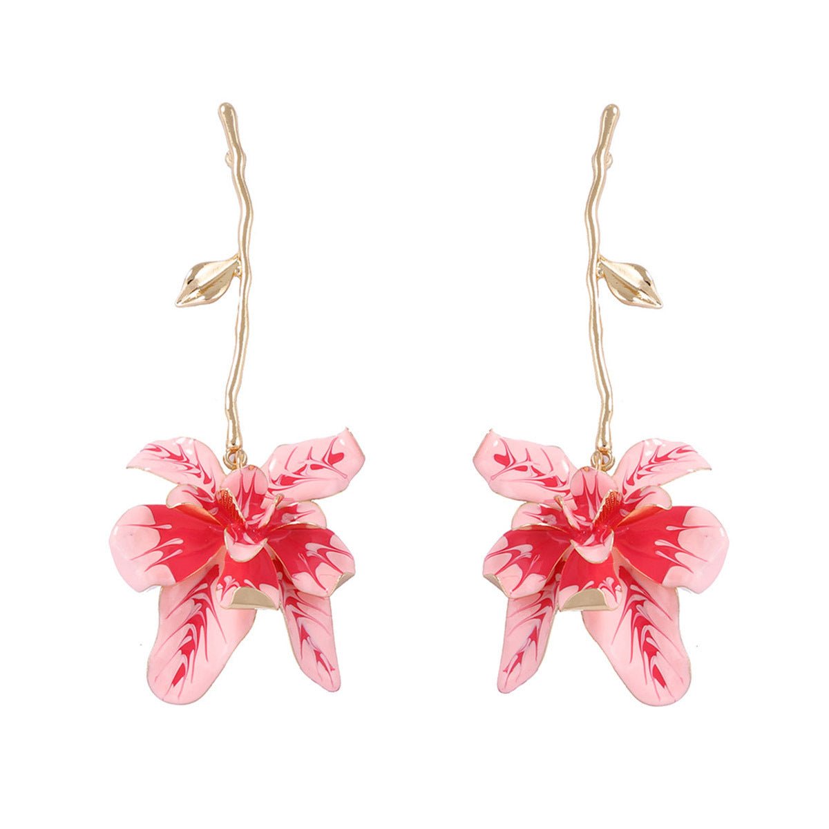 Earrings Metal Floral Statement Drop Vacation Style