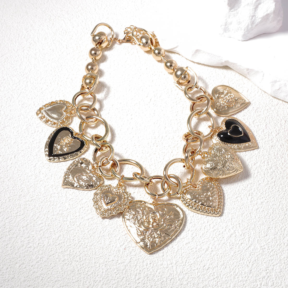 Alloy Chain Necklace Heart Pendant Casual Chic