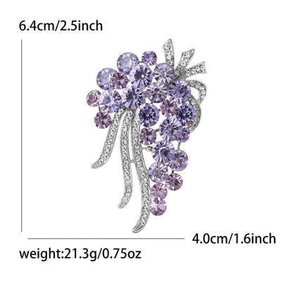 Floral Brooch Pin with Rhinestones Elegant Women's Accessory