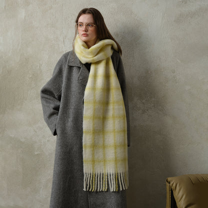Designer Plaid Wool Scarf Soft Warm Fall Winter Wrap for Women