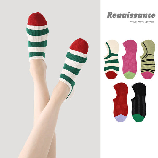 Renaissance Vintage No Show Grip Cotton Socks