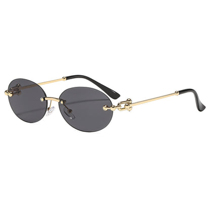 Trendy Metal Oval UV400 Sunglasses for Outdoor Activities