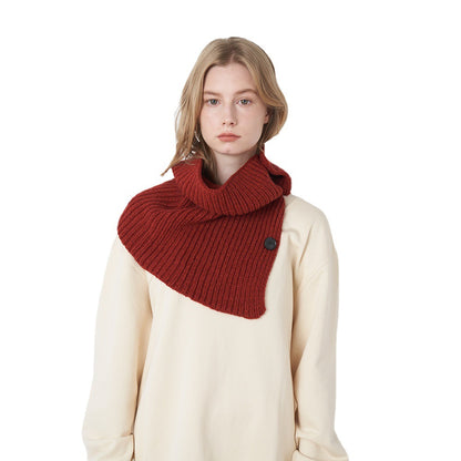 Pure Wool Knitted Scarf with Detachable Buttons for Women