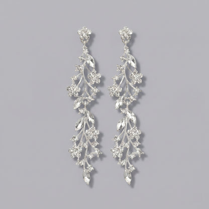 Vintage Floral Alloy Rhinestone Earrings Elegant Daily Drops