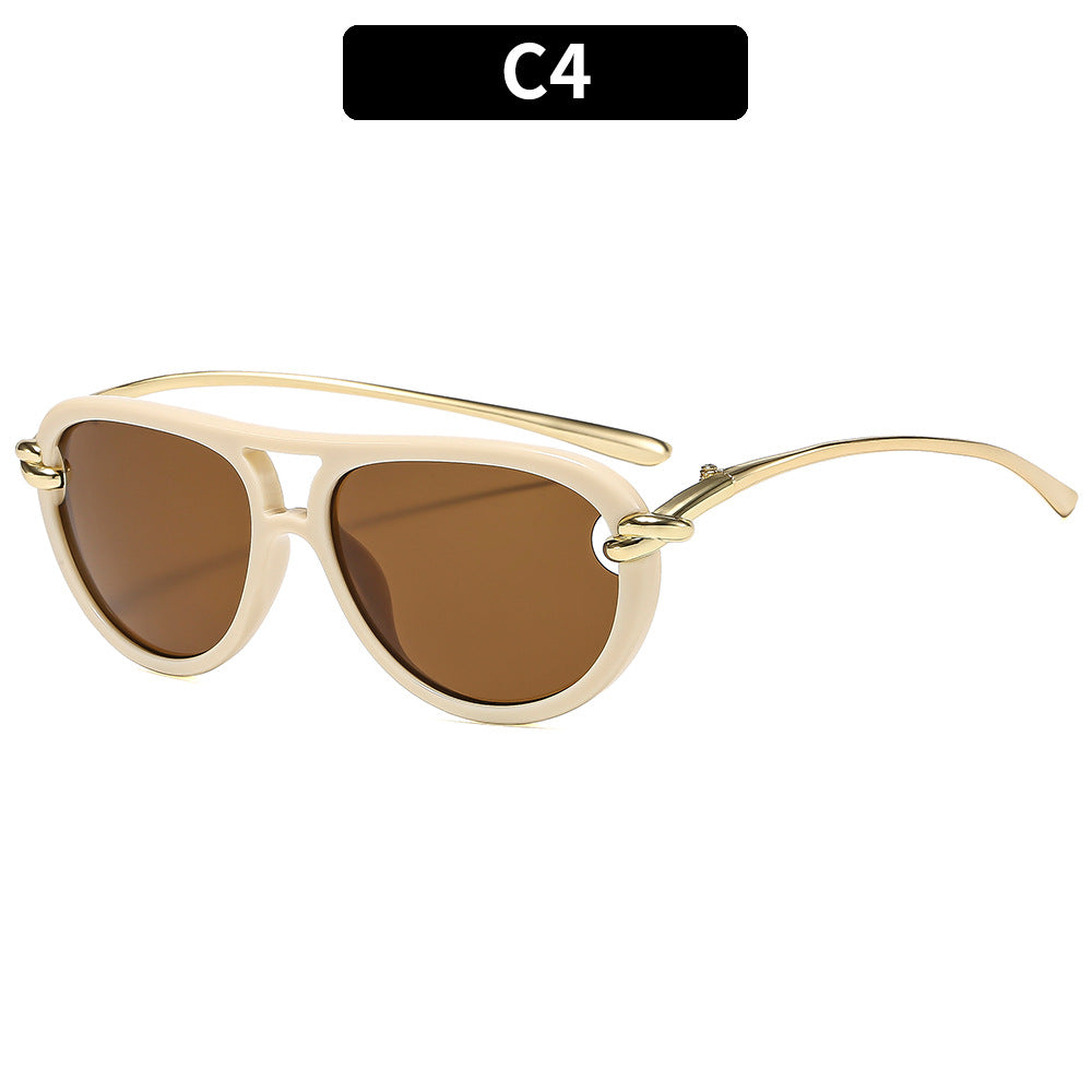 Trendy Knotted Double Beam UV400 Sunglasses