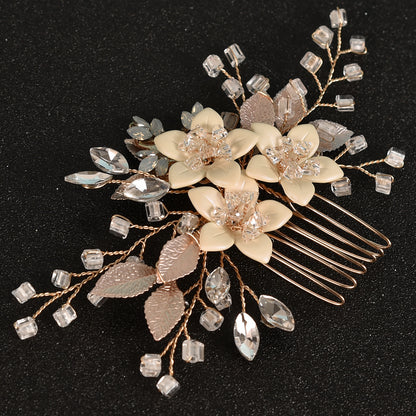 Side Comb Crystal Floral Design Bridal Wedding Hair Accessory