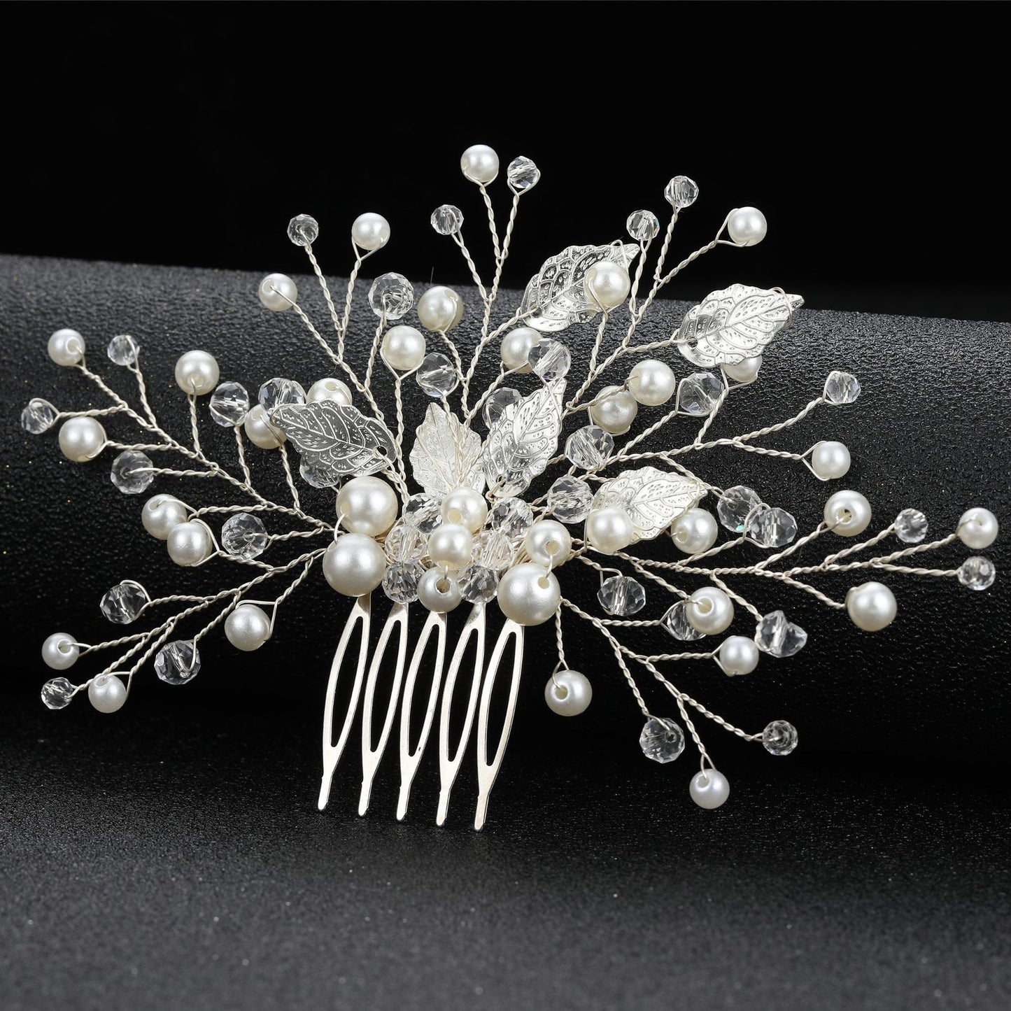 Gold Leaf Crystal Bridal Hair Comb Elegant Wedding Headpiece