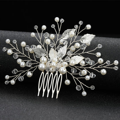 Gold Leaf Crystal Bridal Hair Comb Elegant Wedding Headpiece