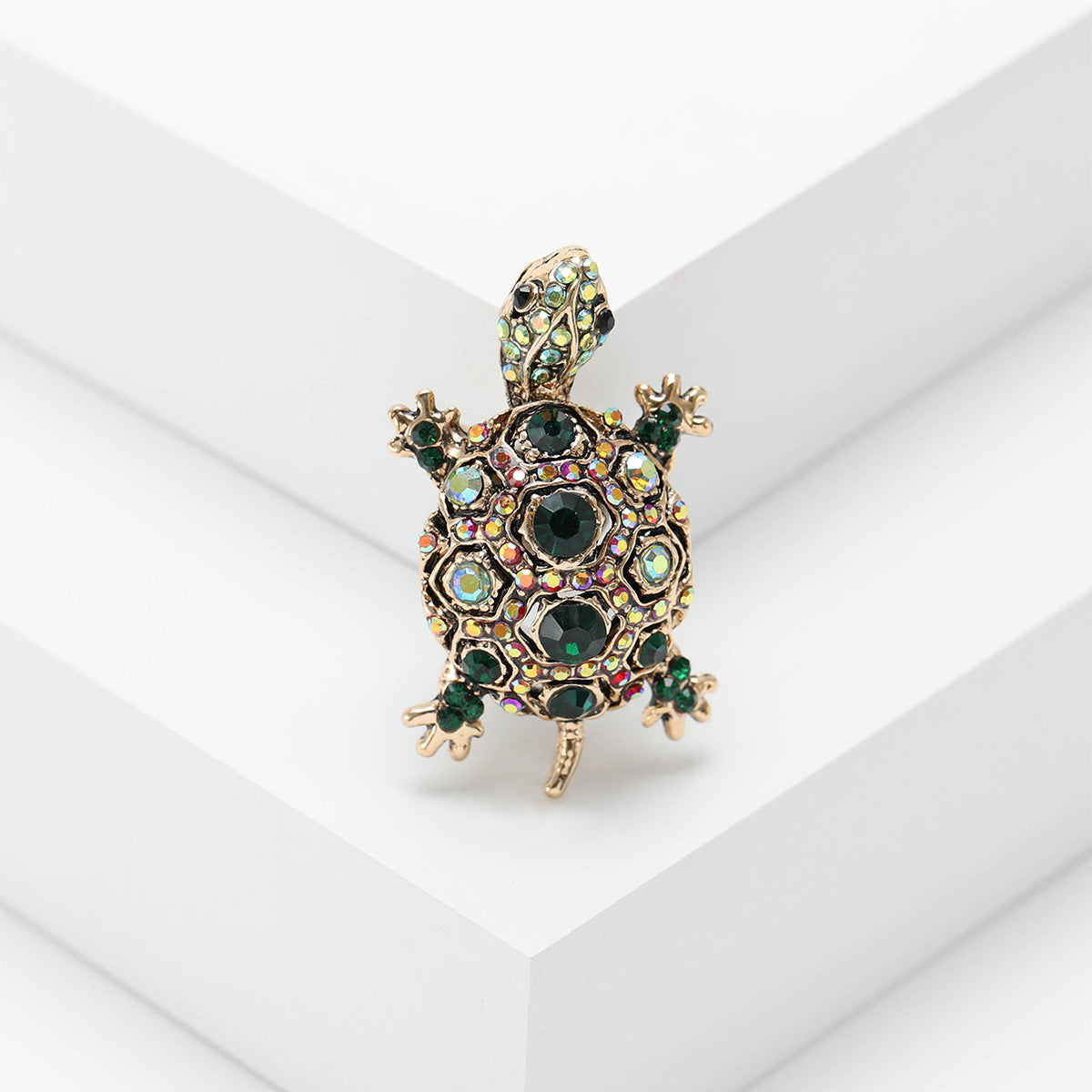 Fashionable Vintage Turtle Rhinestone Brooch Creative Animal Pin