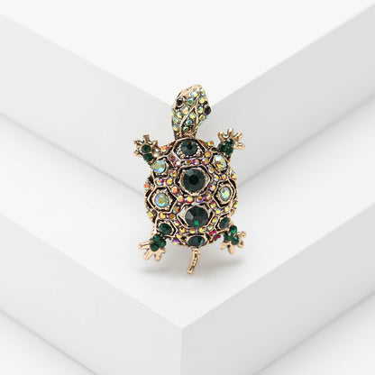 Fashionable Vintage Turtle Rhinestone Brooch Creative Animal Pin