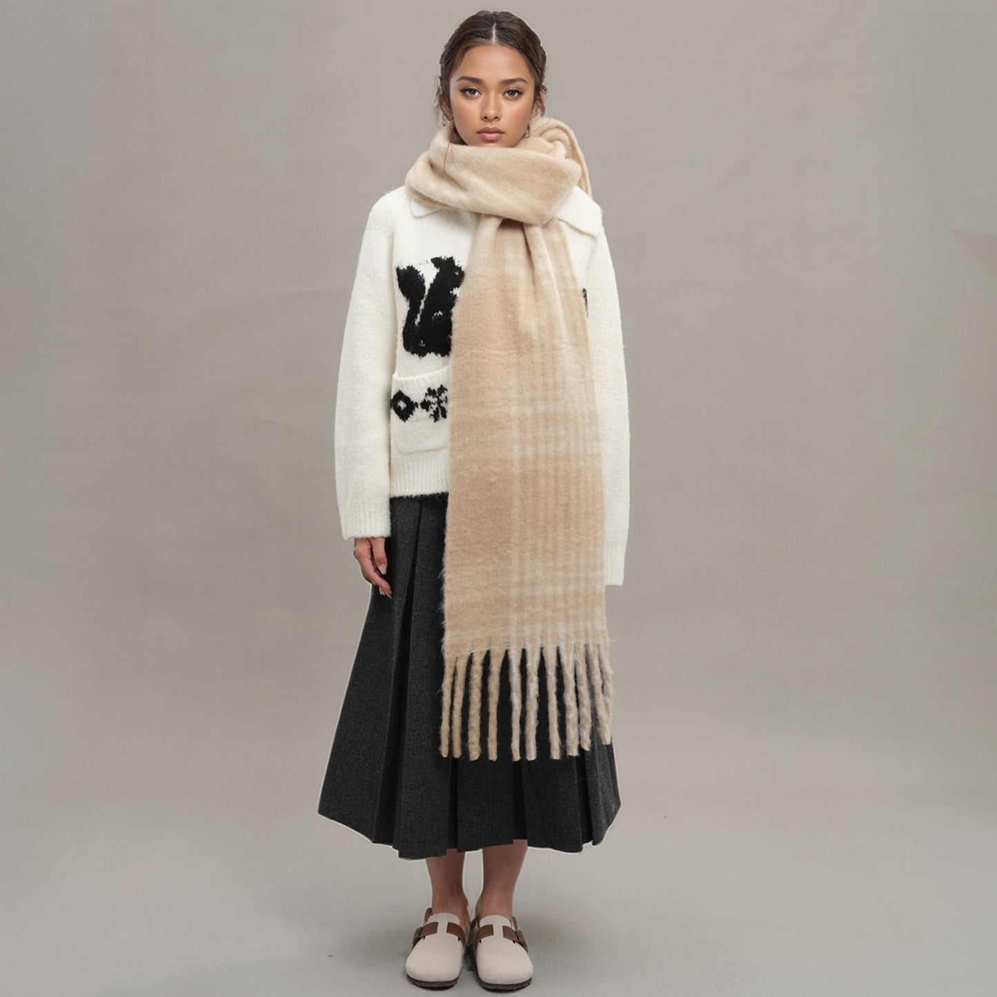 Vintage Plaid Scarf for Women - Cozy Warmth for All Occasions