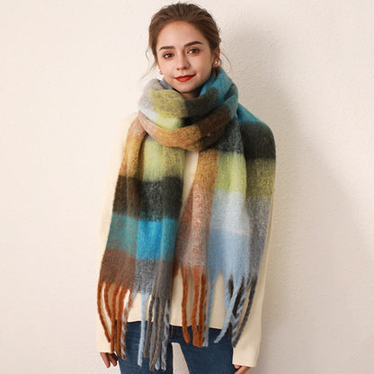 Trendy Plaid Scarf Plush Warm Women’s Shawl