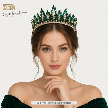 Vintage Luxurious Rhinestone Alloy Crown Headpiece for Women Party Events