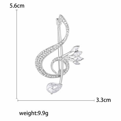 Creative Music Note Brooch Rhinestone Alloy Brooch for All Occasions