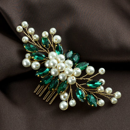 Bridal Pearl Rhinestone Hair Comb Wedding Hairpiece