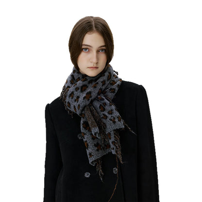 Trendy Vintage Animal Print Knitted Scarf for Women