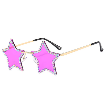 Trendy Geometric Star-Shaped Sunglasses with Metallic Frame