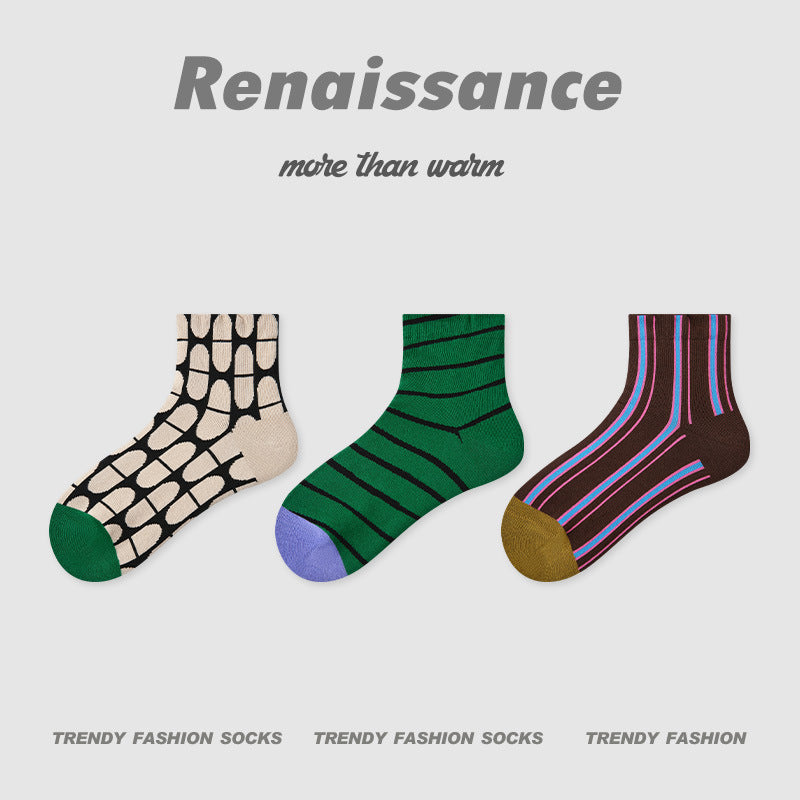Socks Embossed Floral Combed Cotton Seamless Toe Casual