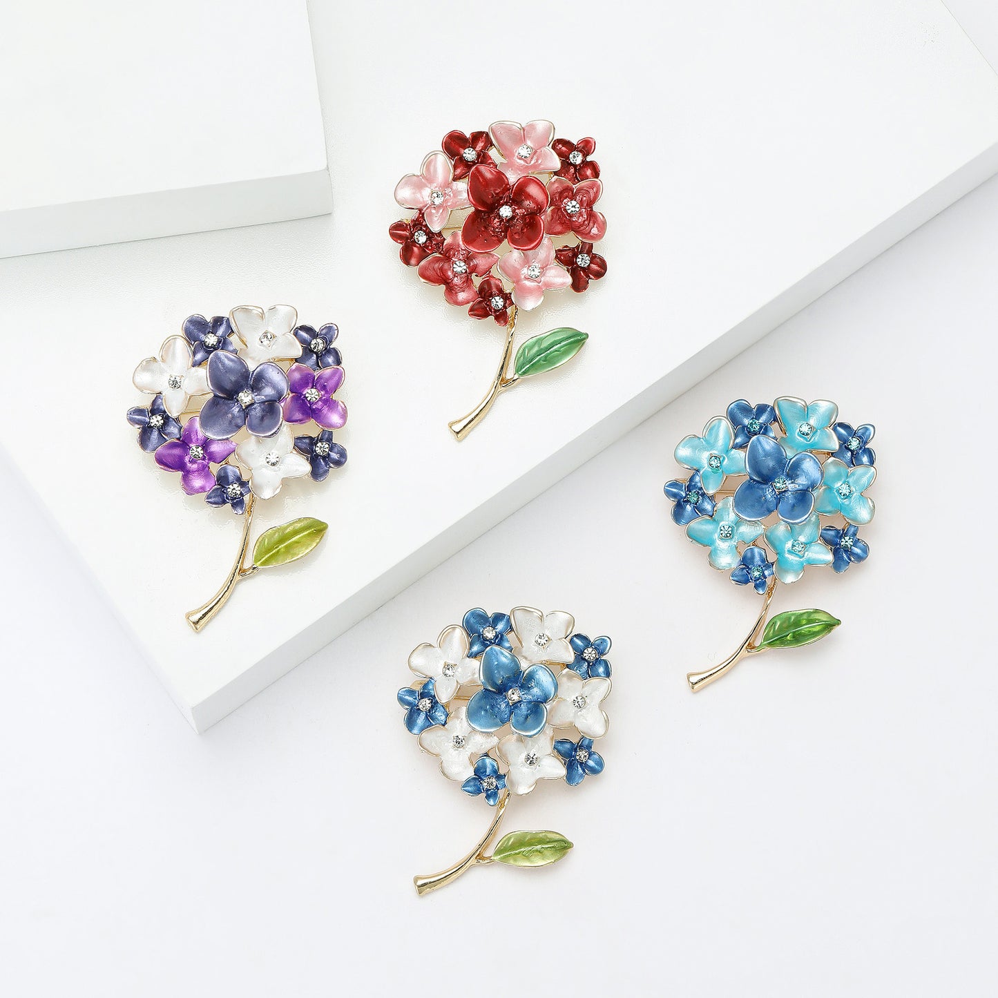 Floral Brooch with Rhinestone Accent - Elegant Women’s Brooch Pin