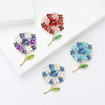 Floral Brooch with Rhinestone Accent - Elegant Women’s Brooch Pin