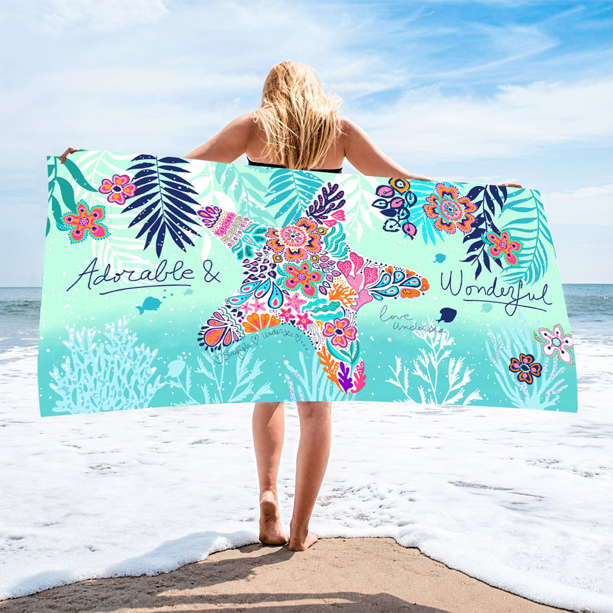 Custom Turtle Beach Towel Ultra-Soft Microfiber Digital Print