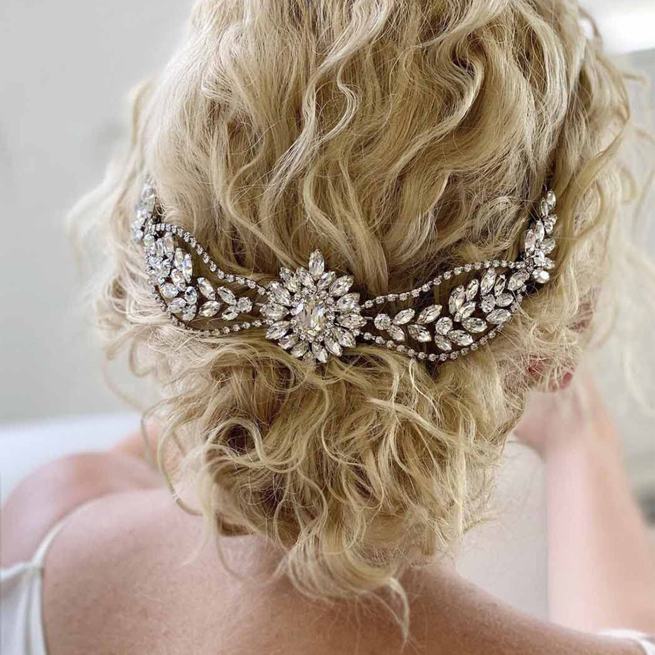 Double Head Alloy Hair Comb Rhinestone Bridal Hairpiece