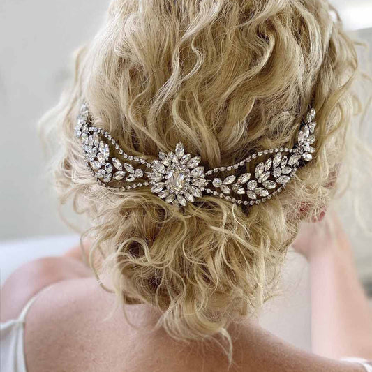 Double Head Alloy Hair Comb Rhinestone Bridal Hairpiece
