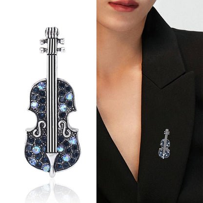 Vintage Rhinestone Violin Brooch for Women Stylish Accessory
