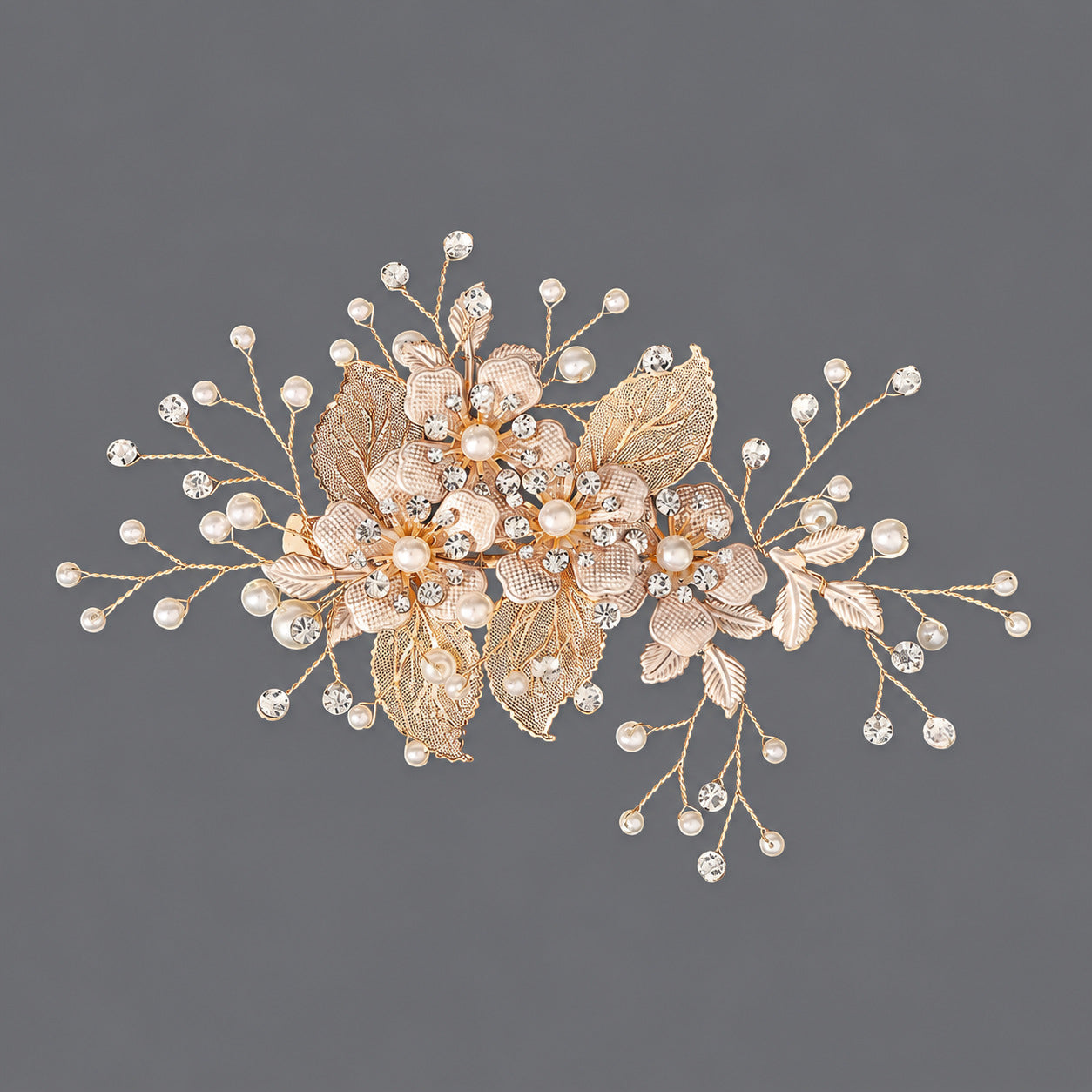 Elegant Floral Hair Clips with Pearl and Rhinestone Accents