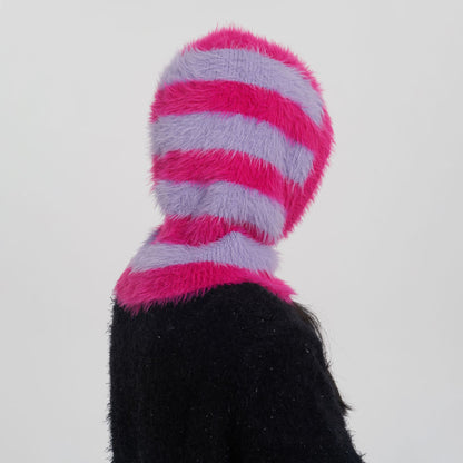 Unisex Color Block Knit Beanie Hat with Neck Protection
