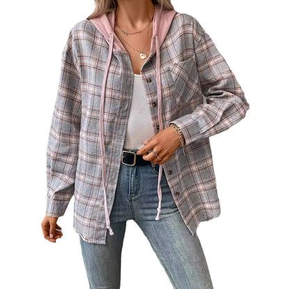 Oversized Plaid Cotton Shirt For Casual Wear