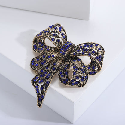 Rhinestone Big Bow Brooch Vintage Fashion Accessory