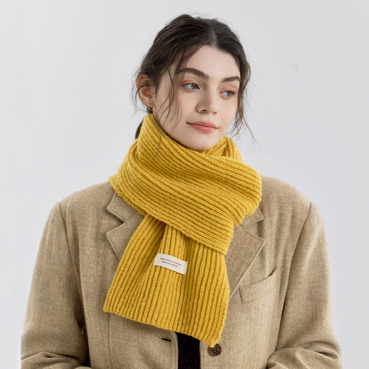 Solid Color Knitted Scarf for Women and Men