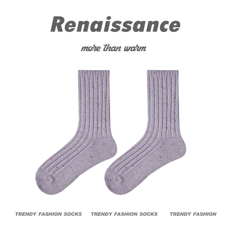 Mid Calf Dotted Combed Cotton Moisture Wicking Socks