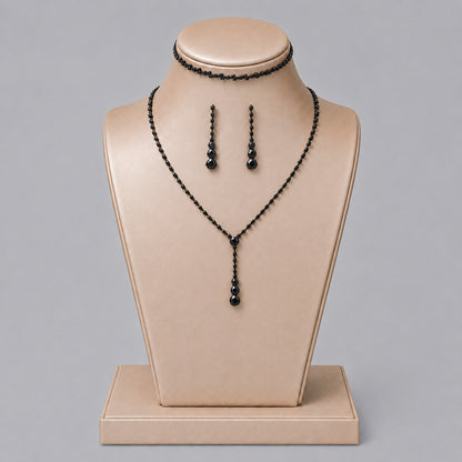 Elegant Crystal Jewelry Set with Necklace and Earrings for Parties