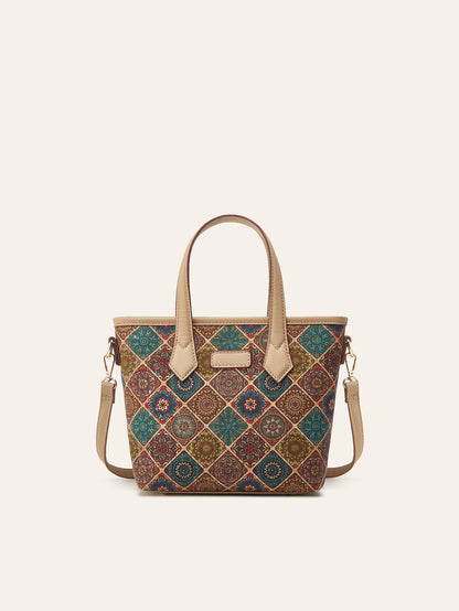 Vintage Ethnic Print Tote Bag Women's Large Capacity Handheld Shoulder Bag