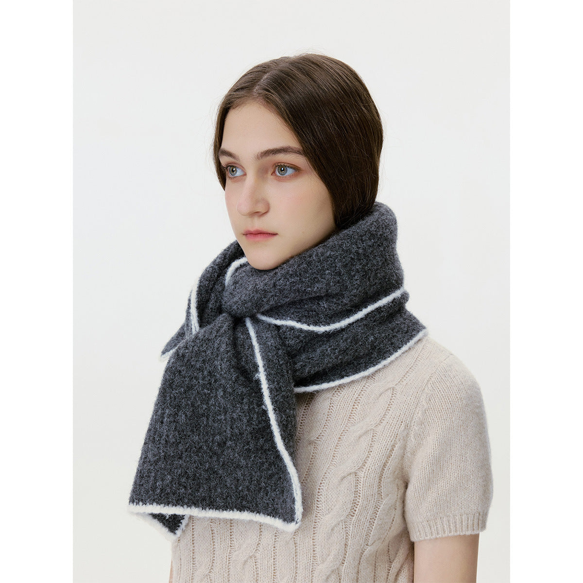 Solid Color Wool Blend Knitted Scarf for Men and Women