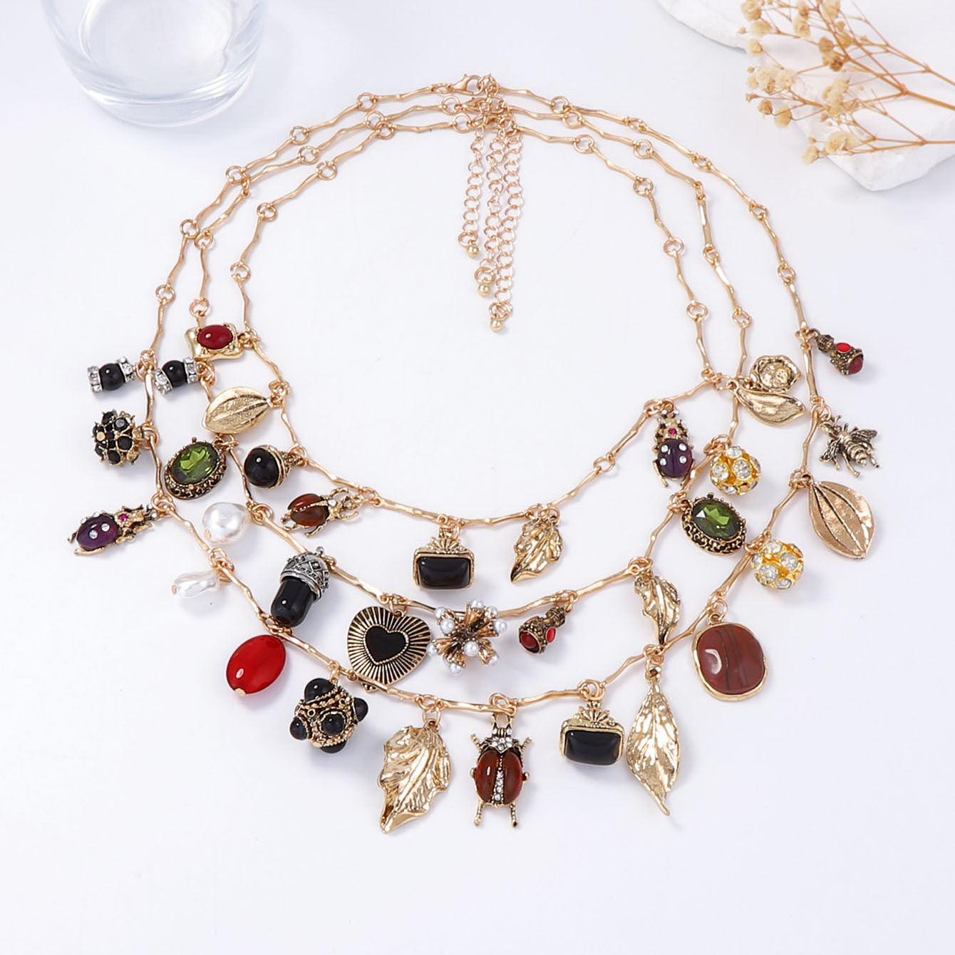 Necklace Layered Geometric Pendant Stackable Boho