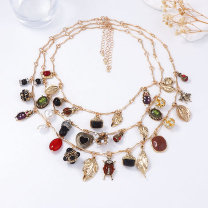 Necklace Layered Geometric Pendant Stackable Boho