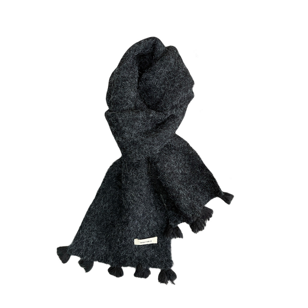 Trendy Solid Color Wool Blend Fringe Scarf for Women