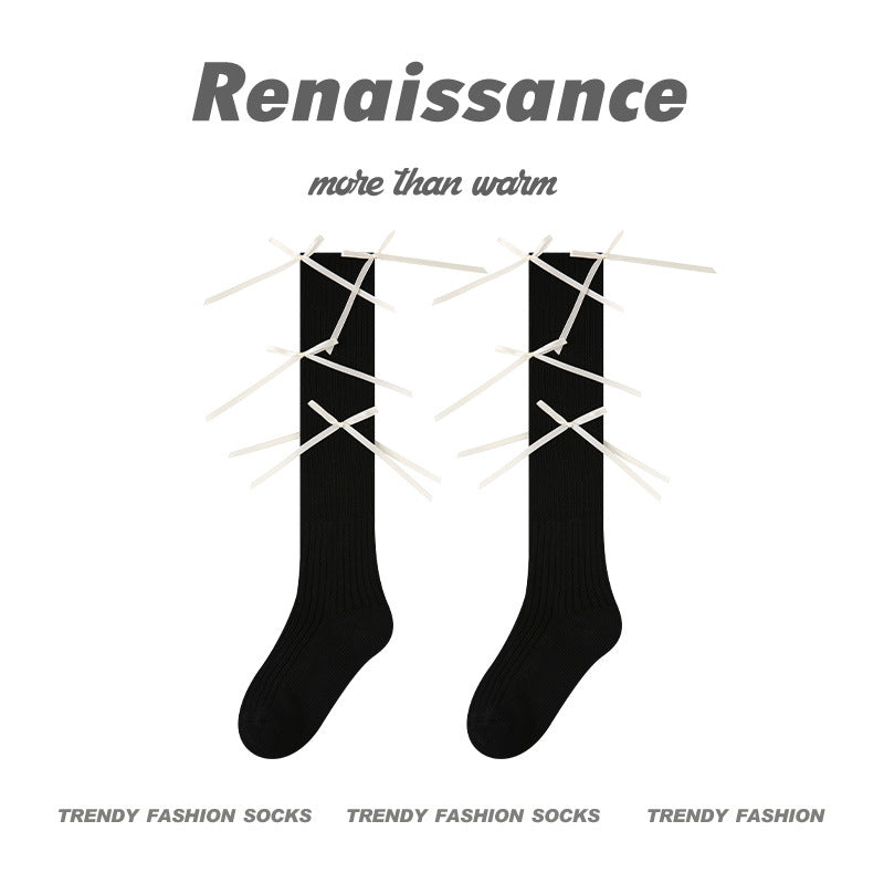 Over The Knee Socks Solid Combed Cotton Casual