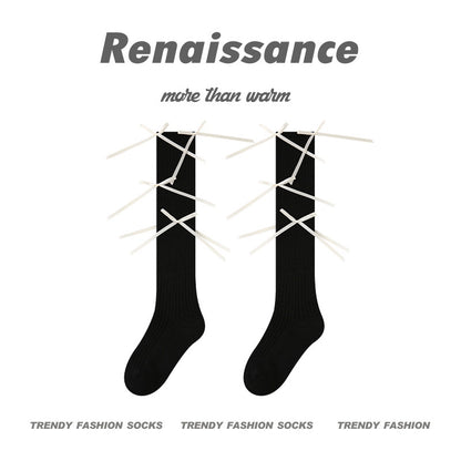 Over The Knee Socks Solid Combed Cotton Casual