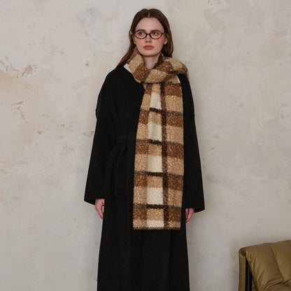 Lazy Scottish Checkered Wool Scarf for Women - Stylish Versatile Wrap