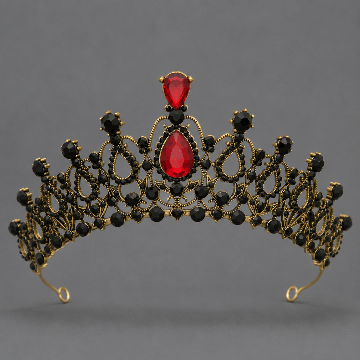 Dark Fantasy Alloy Crown with Rhinestones for Halloween Parties