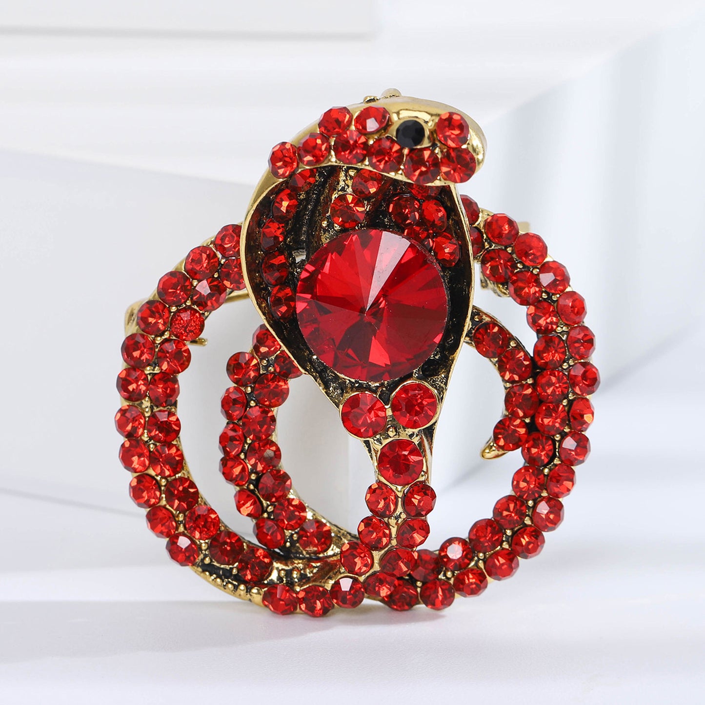 Creative Rhinestone Animal Brooch Alloy Snake Pin Fashionable Unisex Accessory
