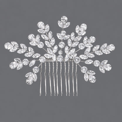 Vintage Floral Zircon Hair Comb Elegant Bridal Headpiece