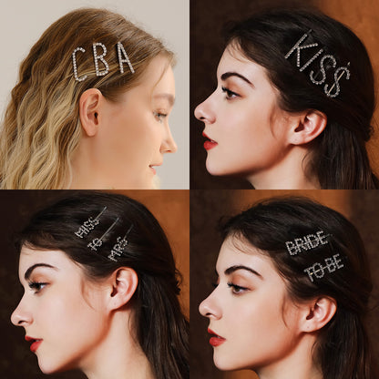 Trendy Lettered Hair Clips Set - Elegant Minimalist Design
